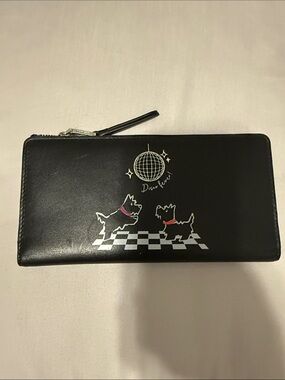 Radley London Black Zip Wallet with Disco Dogs Print
